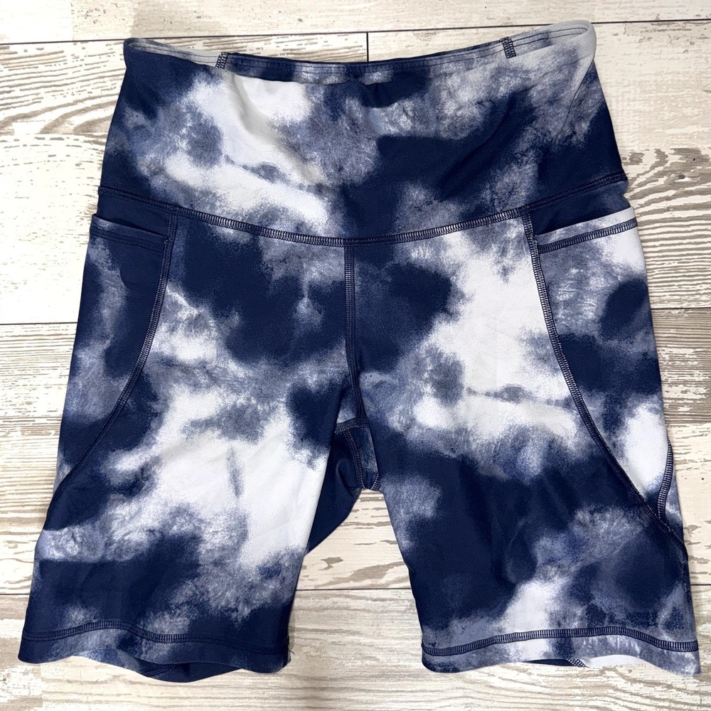 Old Navy Active Shorts Womens Medium Blue Powersoft Biker 8.5 Inseam Pockets